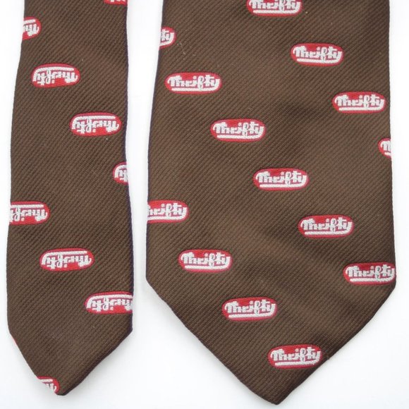 Thrifty Red Logo Brown Employee Necktie Ice Cream Rite Aid Pacific Creations - Picture 4 of 5